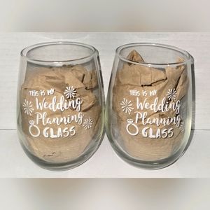 2 Piece Stemless Wine Glass Set (This is My Wedding Planning Glass)